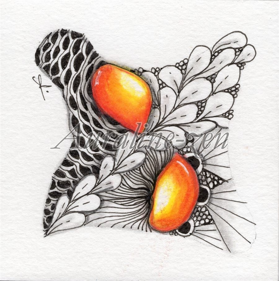 Tuile Méthode Zentangle® aux motifs de perles